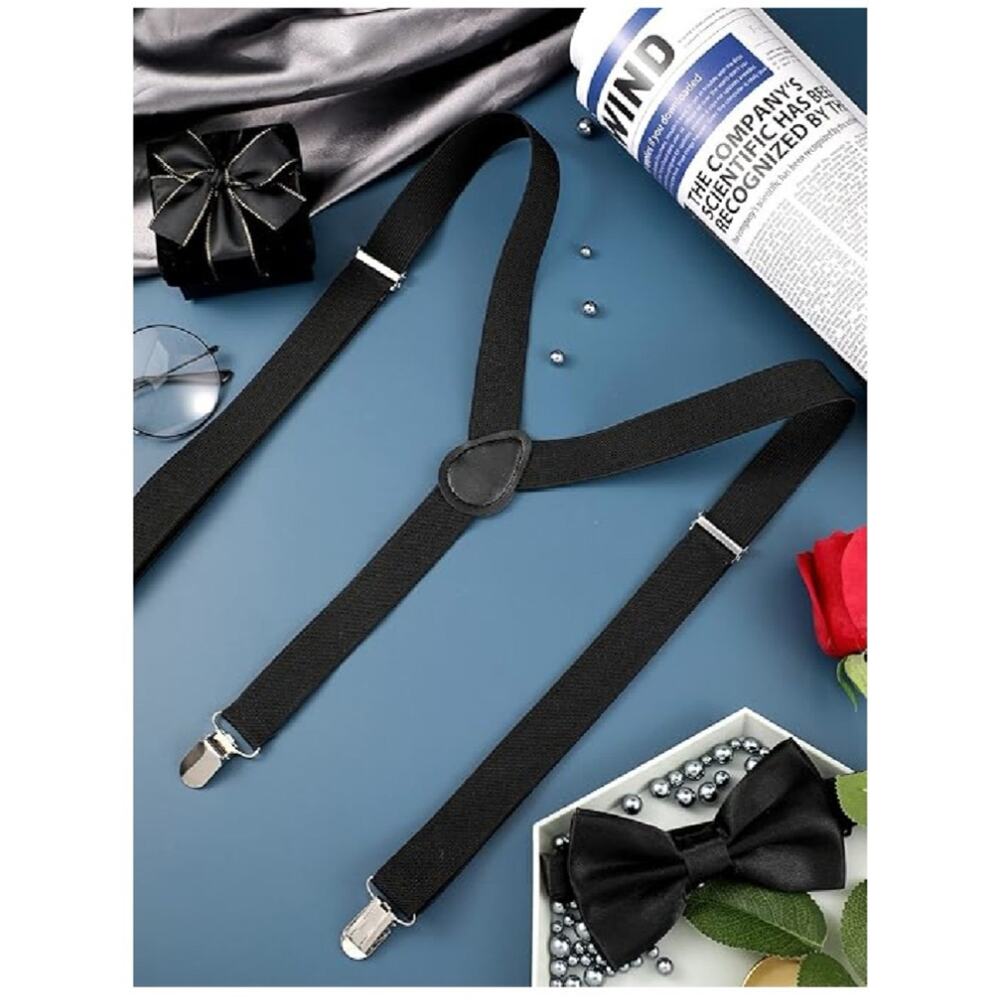 Premium Quality 1 Inch Suspender & 4.5 Inch Bowtie Combo Set, Mens Womens Unisex - Picture 3 of 3